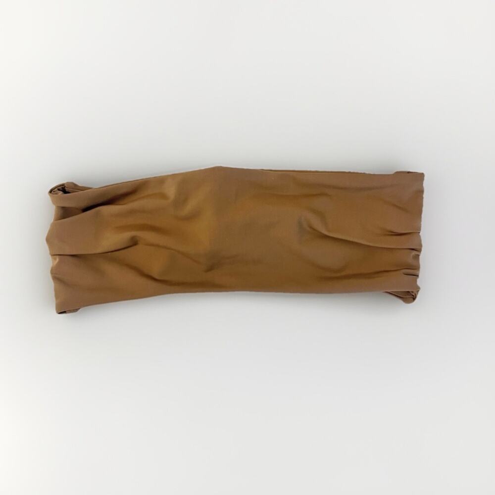 New Mara Hoffman Abigail Strapless Bandeau Swim Bikini Top Brown Sz S